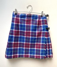 Mini gonna kilt Lochcarron vintage lana tartan taglia 8 10 plissettata festa capodanno
