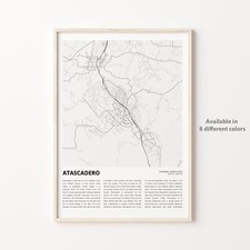 Atascadero City Map Print, California Travel Poster, Wall Art
