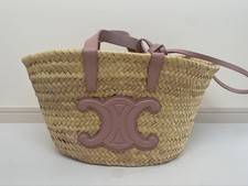 Celine Teen CELINE Classic Paniere Rafia Pelle di Vitello Cestino Borsa Trionfo Cestino Ba