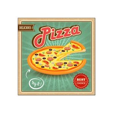 Quadro moderno Stampa Tela CANVAS WORLD 30x30 cm DELICIOUS PIZZA retrò vintage