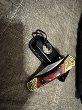 Fondina/fodero coltello Harley Davidson in pelle nera per cintura con coltello raro anni 80