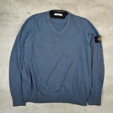 MAGLIONE STONE ISLAND BLU COBALTO SCOLLO A V LARGE XL   NO BADGE  