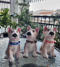 Scultura cane cucciolo Bull Terrier 6" statuina cortile giardino ornamento collare amante