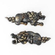 Menuki Shishi (leone mitico) antica spada giapponese adatta samurai katana