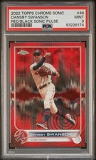 2022 Dansby Swanson Topps Chrome Sonic Rosso/Nero Rifrattore a impulsi PSA 9