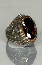 Anello Uomo Argento Sterling 925 Rubino: Design Spada Vintage, Gioielli Artigianali