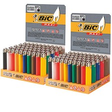 100 Accendini BIC MAXI grandi  J26 colorati pietrina - Scatola 2 Box Sigillati