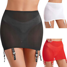 Cintura giarrettiera Luxallacki vita alta maglia trasparente 6 cinghie cintura minigonna lingerie