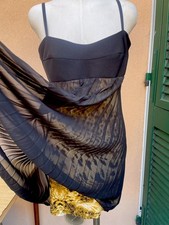 Abito Leopardato Con Spalline Plissettato Made In Italy Tg.L