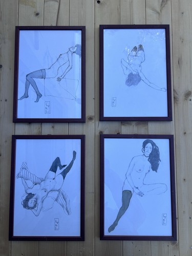 Lotto quattro dipinti - quattro, nudo