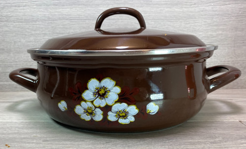 Vintage floral enamel pan - vintage,