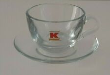 KIMBO lotto 6 tazze cappuccino cioccolata te+ piattini vetro trasparente vintage