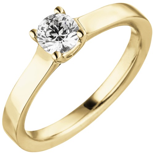 Anello solitario 585 oro - anello,