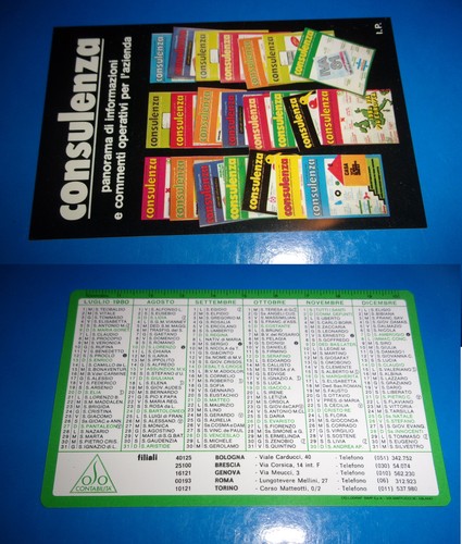 Calendario tascabile plastica