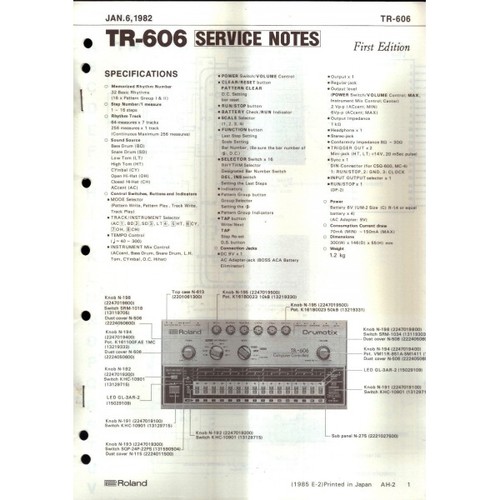 Note servizio 606 roland - servizio,