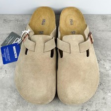 Scarpe zoccoli uomo/donna nuove Birkenstock Boston pelle scamosciata plantare morbido tortora