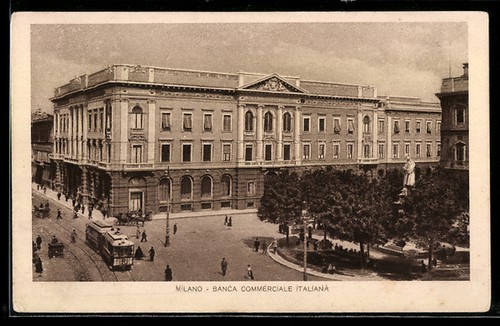 Cartolina milano banca - cartolina, milano,