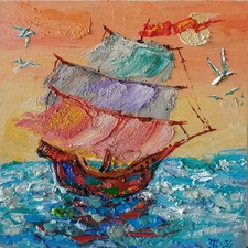 Quadro Impasto Barca a Vela
