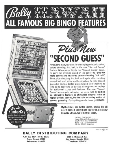 Hawaii bally bingo flipper - hawaii,