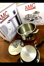 BATTERIA PENTOLE PADELLE TEGAMI AMC INDUZIONE ANTIADERENTE ACCIAIO INOX 23 PEZZI