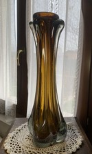 VASO VETRO VINTAGE MARRONE AMBRATO 34cm OTTIME CONDIZIONI pesantone!
