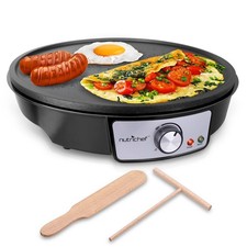 Electric Griddle Crepe Maker Cooktop - Nonstick 12 Inch Aluminum Hot