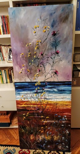 Quadro olio fiori mare su - olio, e
