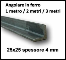 Barra in di ferro angolare profilo ad angolo a L elle 25x25x4 mm grezzo pieno sp