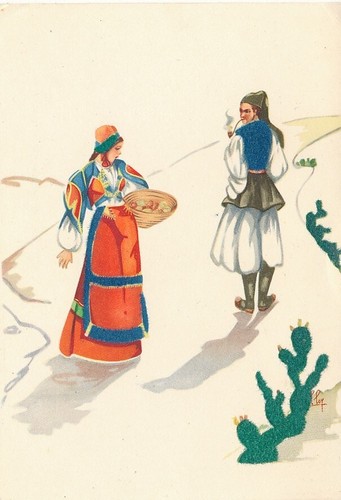Cartolina costumi sardegna - costumi,