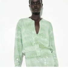 Bomber Zara verde paillettes