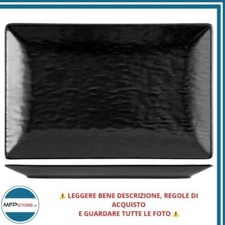 Set 6 Piatti Rettangolari “Wavy” Stoneware Nero 30×20 cm – Design Moderno