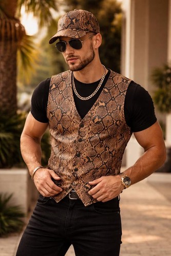Set cappello gilet - uomo, pelle