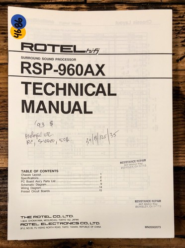 Rotel rsp 960ax - rsp-960ax, manuale