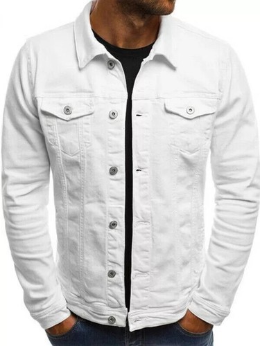 Giacca uomo denim bianca slim - uomo,