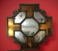 ? Specchio antico legno laccato specchiera al mercurio fumè anni 50 ??