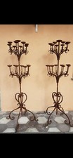 STUPENDA COPPIA DI  CANDELIERI - CANDELABRI IN FERRO PIENO FORGIATO A 13 CANDELE