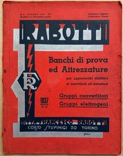 RABOTTI-Banchi di prova ed attrezzature- Catalogo originale - N.ro 2 Giugno 1937
