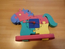 Pony-Orologio multicolore in gomma per bambini, da comodino 