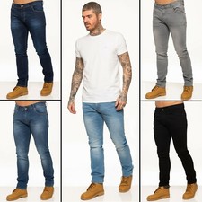 Jeans uomo Enzo slim fit elasticizzato skinny denim pantaloni cotone tutte le taglie UK