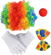 4 Pezzi accessorio costume clown parrucca da clown arcobaleno naso da clown