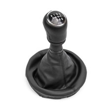 Pomello Leva del Cambio per VW Transporter T5 6 Marce Nero Pelle con Cuffia