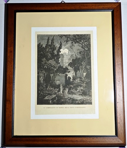 1874 stampa antica camposanto - stampa,