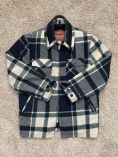 Giacca foderata sherpa lana verde a quadri Woolrich vintage anni 70 uomo media