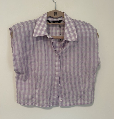 Top zara viola bianco gingham - zara,