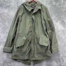 Giacca Parka Coda Militare Alpha Industries Large OG M-65 Cappuccio Utilità Lavoro