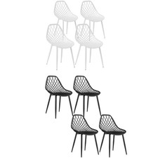 HOMCOM Set 4 Sedie da Pranzo con Schienale Traforato Plastica e Metallo