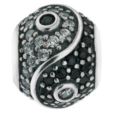 Bracciale Argento Sterling 925 Yin Yang Tai Chi Zirconi Cristallo Perla per Charm Europeo