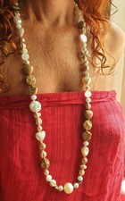 ???STUPENDA COLLANA LUNGA  DONNA PIETRE DURE BIANCHE, HOWLITE, PERLE.???