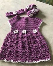 Coordinato  bimba 3 Mesi all'uncinetto Fatto a Mano 0-12 Mesi bianco