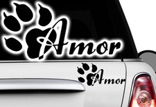 2x dog footprint sticker name